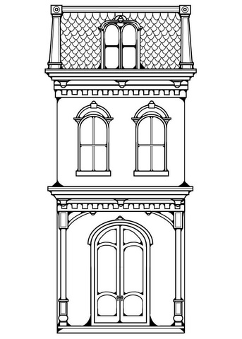 Victorian Row House Coloring Page